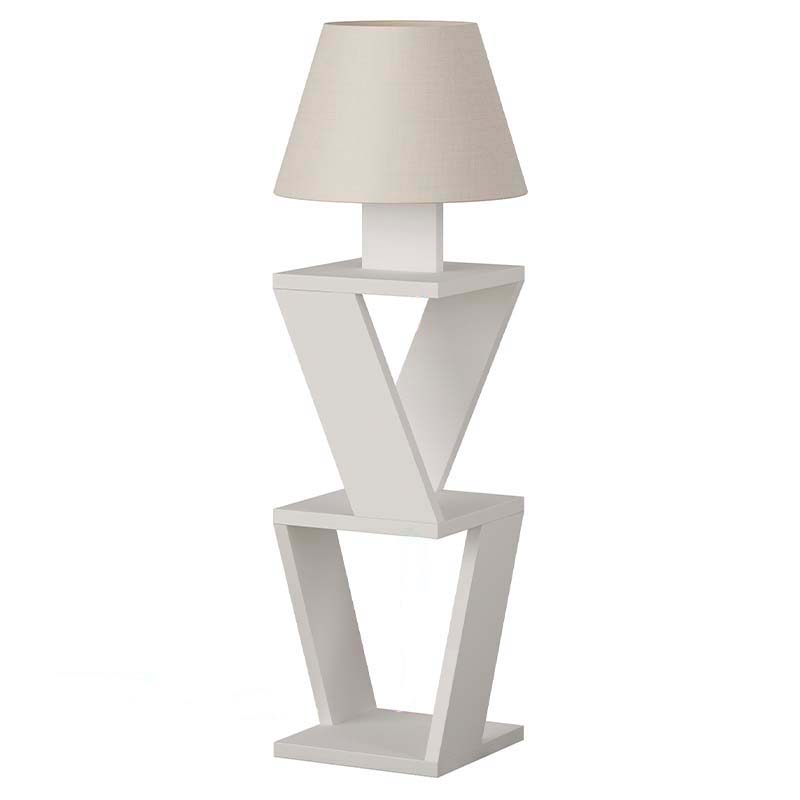 Торшер белый с каркасом с 2-мя полками и тканевым абажуром KOZENA SIDE FLOOR LAMP WHITE Белый Торшер белый с каркасом с 2-мя полками и тканевым абажуром KOZENA SIDE FLOOR LAMP WHITE Белый в Твери | Loft Concept