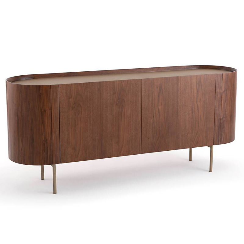 Комод округлой формы Walnut and Leather массив ореха и столешница из натуральной кожи Орех Золотой Шампань Комод округлой формы Walnut and Leather массив ореха и столешница из натуральной кожи Орех Золотой Шампань в Твери | Loft Concept