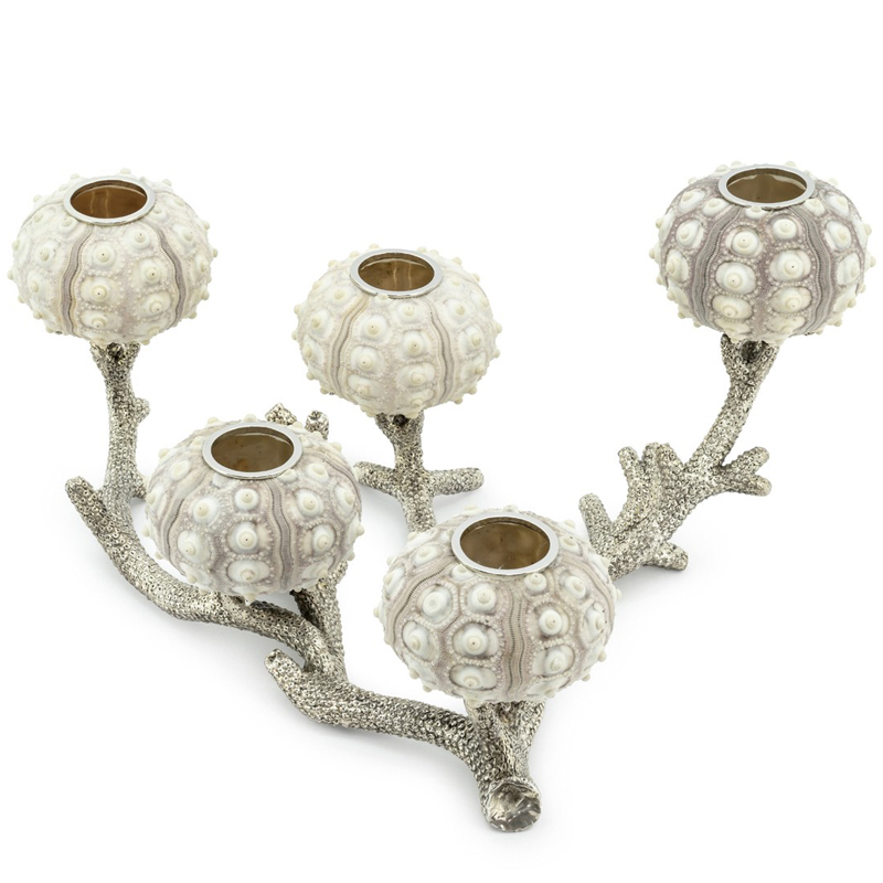 Подсвечник CANDLEHOLDER SEAURCHIN X5 Бежево-серый Серебряный Подсвечник CANDLEHOLDER SEAURCHIN X5 Бежево-серый Серебряный в Твери | Loft Concept