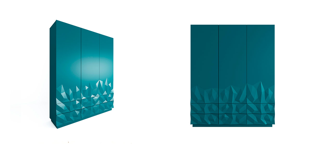 Шкаф бирюзовый с элементами больших угловых фигур Geometric Greece - фото
