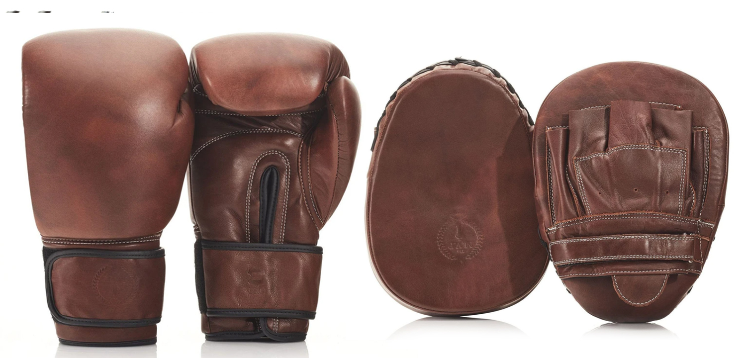 Винтажный набор перчаток для бокса и фитнеса LEATHER BOXING GLOVE СЕТ из 2-х  - фото