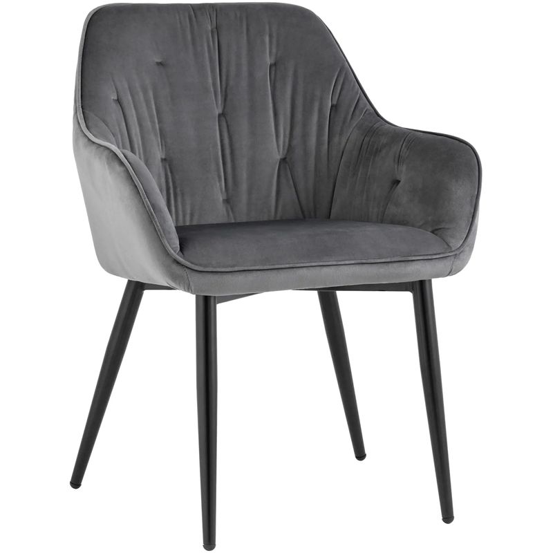 Стул CHANTAL Chair капитоне Серый Велюр Серый Черный Стул CHANTAL Chair капитоне Серый Велюр Серый Черный в Твери | Loft Concept