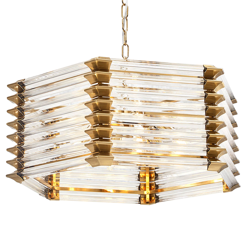 Люстра стеклянная Hexagon Tadesse Glass Chandelier Прозрачное Стекло Золотой Люстра стеклянная Hexagon Tadesse Glass Chandelier Прозрачное Стекло Золотой в Твери | Loft Concept