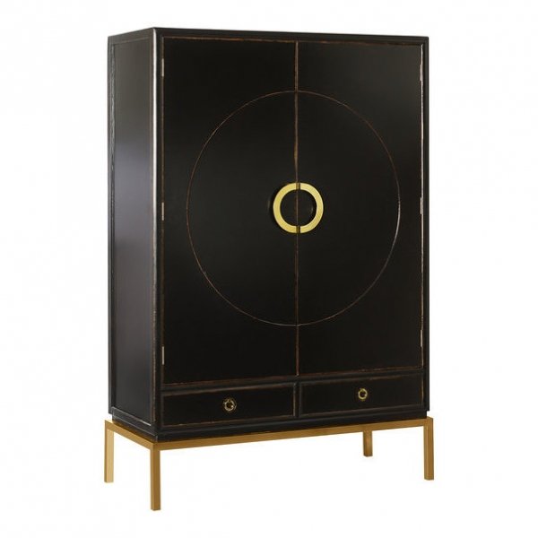Шкаф China Rack Black Черный Золотой Шкаф China Rack Black Черный Золотой в Твери | Loft Concept