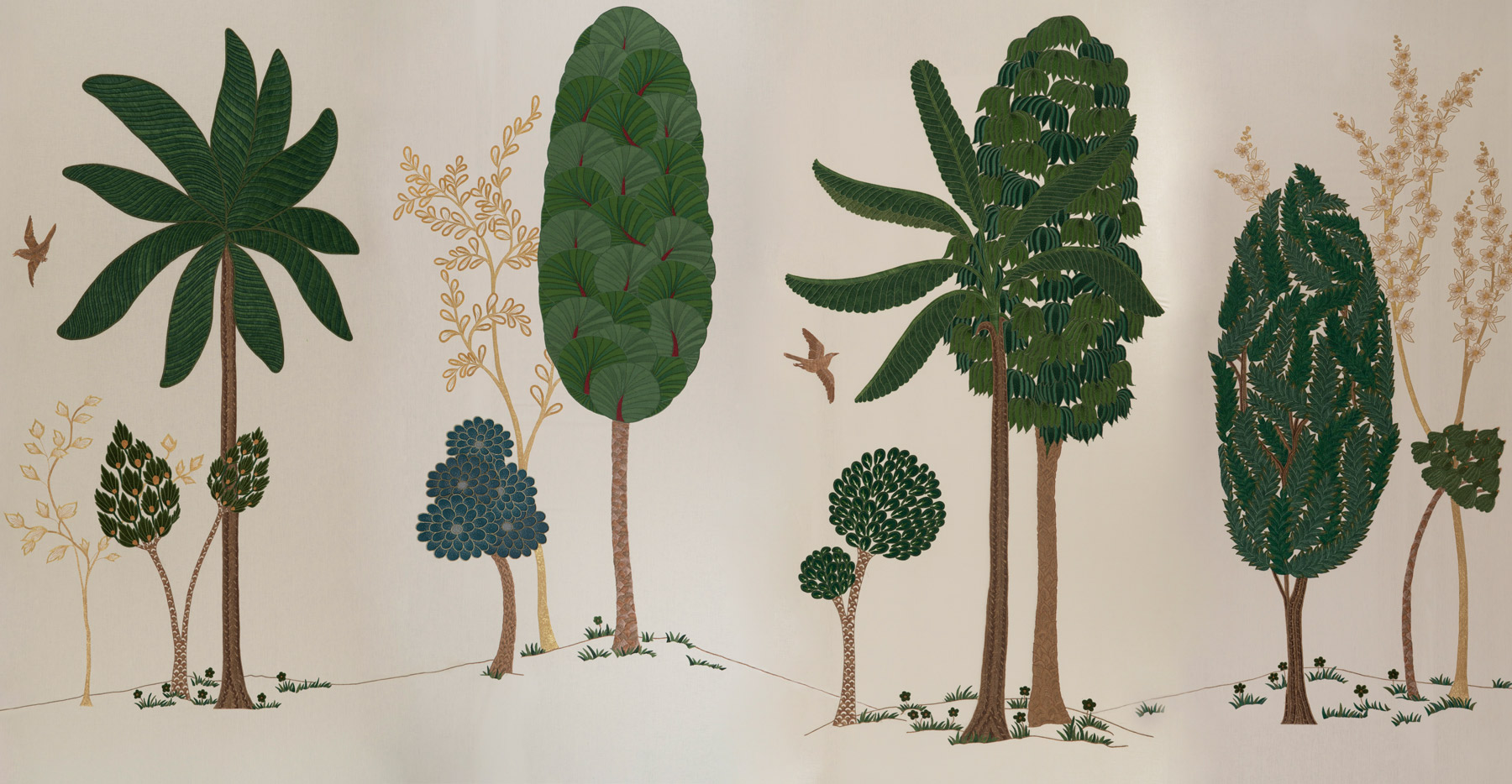 Обои ручная роспись Mughal Trees Original colourway on linen - постер Loft-Concept в Твери