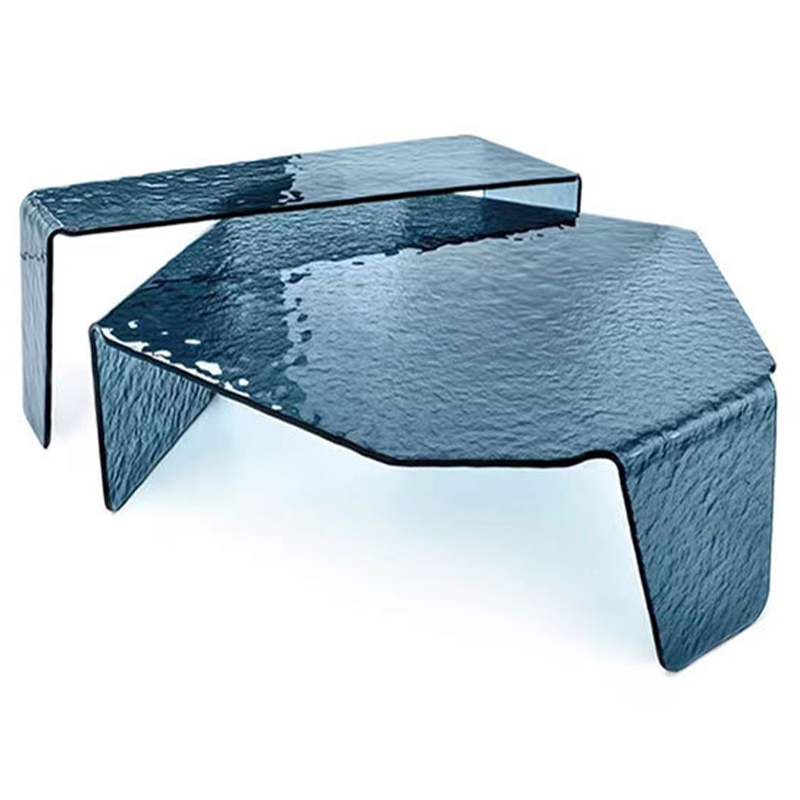 Комплект кофейных столиков Water Surface Glass Coffee Tables Синий Комплект кофейных столиков Water Surface Glass Coffee Tables Синий в Твери | Loft Concept