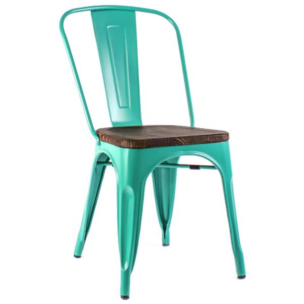 Кухонный стул Tolix Chair Wood Бирюзовый Бирюзовый Коричневый в Твери | Loft Concept 
