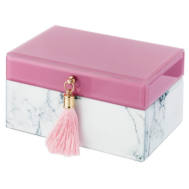 Шкатулка Pink Glass Imitation Marble Box Розовый Белый Шкатулка Pink Glass Imitation Marble Box Розовый Белый в Твери | Loft Concept