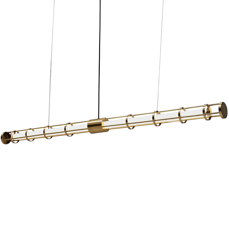 Линейный подвесной светильник Awais Rigs Linear Hanging Lamp Золотой Белый Линейный подвесной светильник Awais Rigs Linear Hanging Lamp Золотой Белый в Твери | Loft Concept