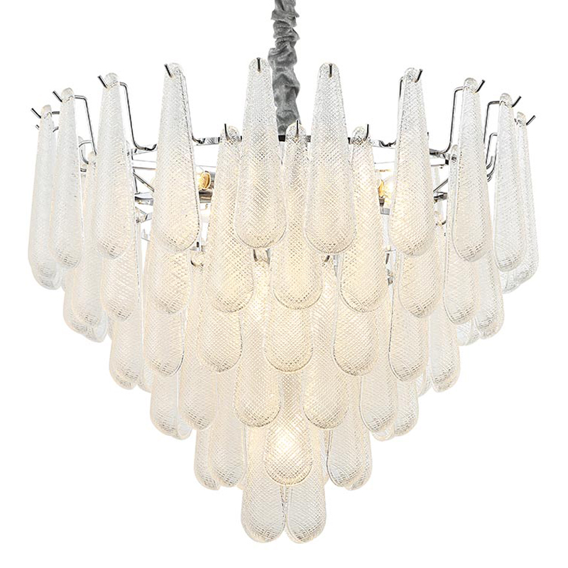 Люстра Textured Glass Drops Chandelier 19 Белый Хром Люстра Textured Glass Drops Chandelier 19 Белый Хром в Твери | Loft Concept