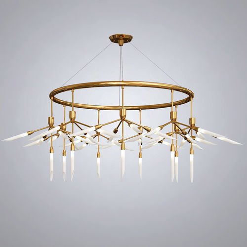 Люстра Spur Ring Chandelier Латунь Белый в Твери | Loft Concept 