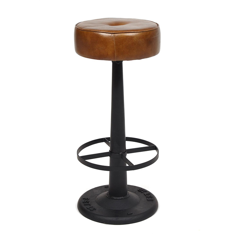 Барный стул Industrial leather bar stool Коричневый Черный Барный стул Industrial leather bar stool Коричневый Черный в Твери | Loft Concept