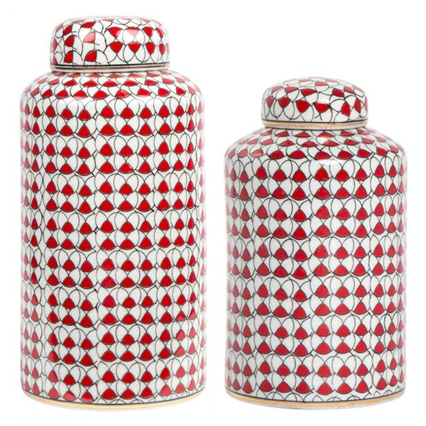 Декоративный сосуд Red ornament Красный Белый Декоративный сосуд Red ornament Красный Белый в Твери | Loft Concept