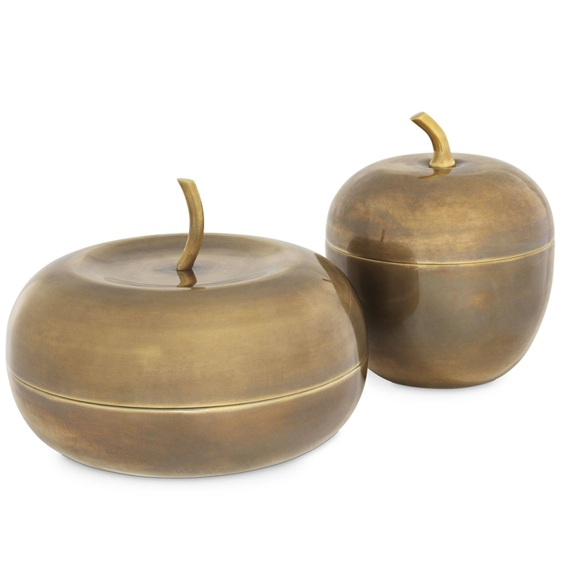 Комплект шкатулок Eichholtz Box Apple Set of 2 brass Винтажная латунь Комплект шкатулок Eichholtz Box Apple Set of 2 brass Винтажная латунь в Твери | Loft Concept