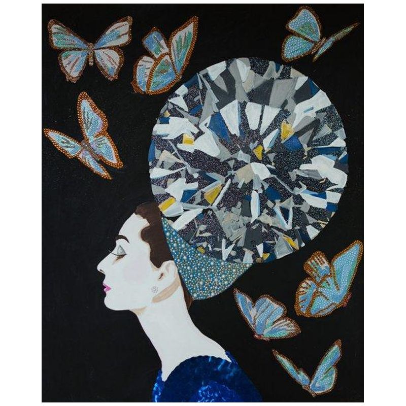 Картина Audrey with Diamond Headdress, Butterflies, and Black Background Мульти Картина Audrey with Diamond Headdress, Butterflies, and Black Background Мульти в Твери | Loft Concept