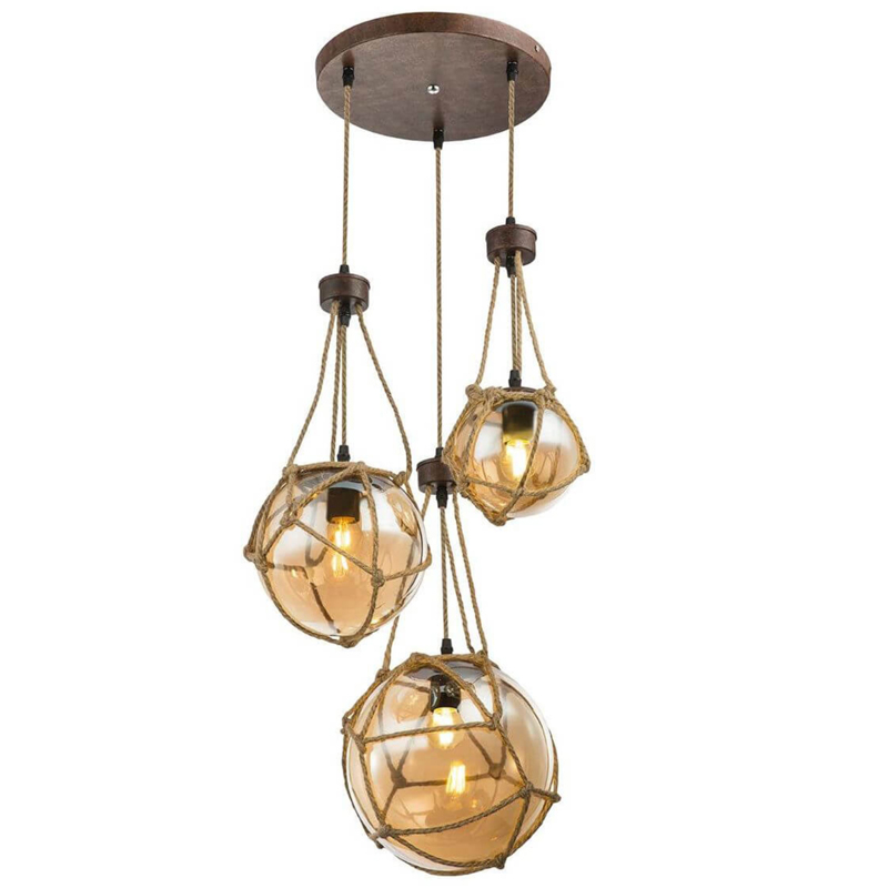 Светильник LOFT ROPE Three Balls Черный Коричневый Светильник LOFT ROPE Three Balls Черный Коричневый в Твери | Loft Concept