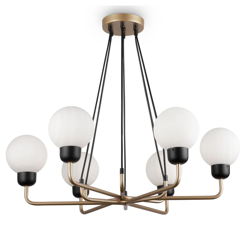 Люстра Andresa Chandelier 6 Balls Золотой Белое матовое стекло Люстра Andresa Chandelier 6 Balls Золотой Белое матовое стекло в Твери | Loft Concept
