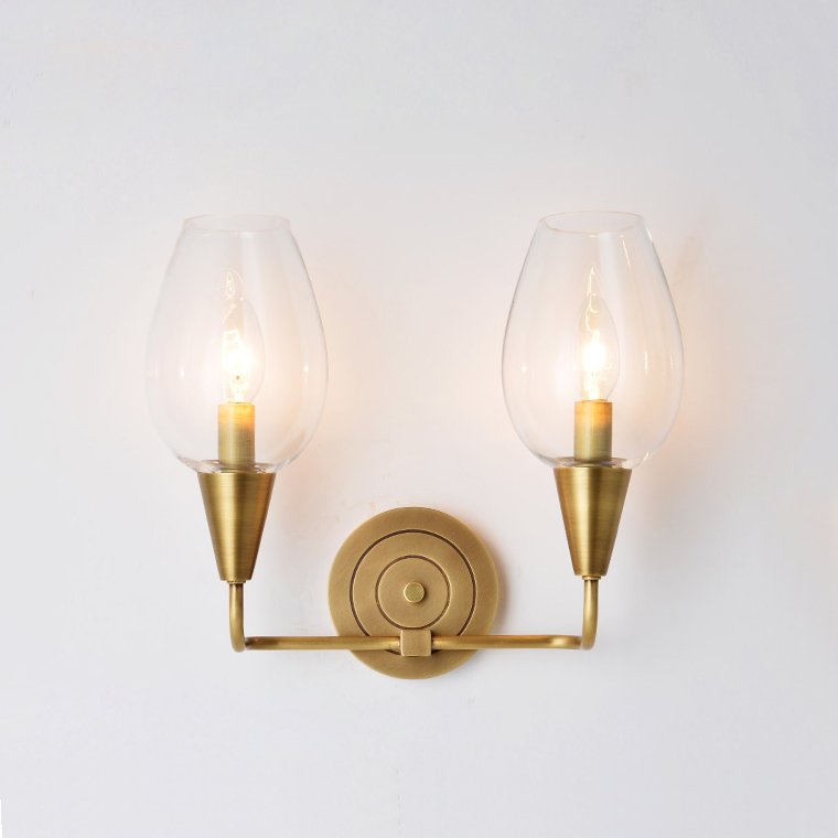 Бра VIOLA WALL Clear Lamp Double Латунь Прозрачное Стекло Бра VIOLA WALL Clear Lamp Double Латунь Прозрачное Стекло в Твери | Loft Concept