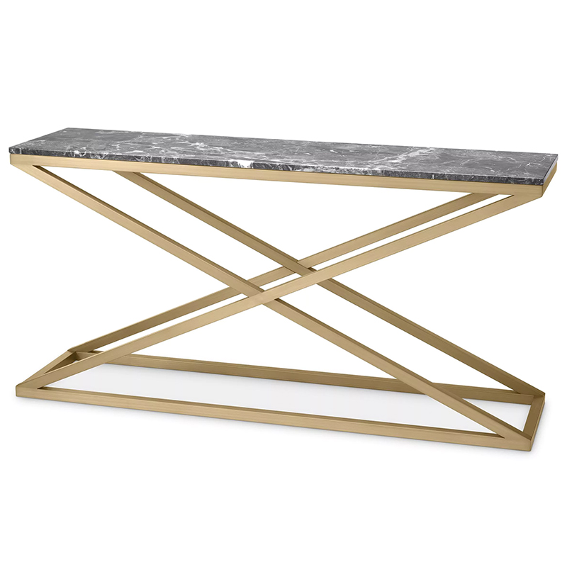 Консоль Eichholtz Console Table Criss Cross Латунь Серый Консоль Eichholtz Console Table Criss Cross Латунь Серый в Твери | Loft Concept