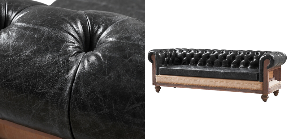Диван Deconstructed Chesterfield Sofa triple Black leather Диван Deconstructed Chesterfield Sofa triple Black leather - Loft-Concept в Твери