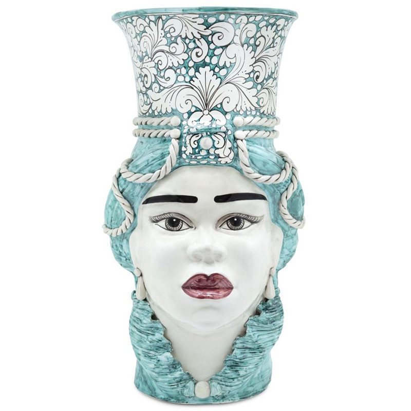 Ваза Vase Moro Lady Giant Ornate Malachite Бирюзовый Белый Ваза Vase Moro Lady Giant Ornate Malachite Бирюзовый Белый в Твери | Loft Concept