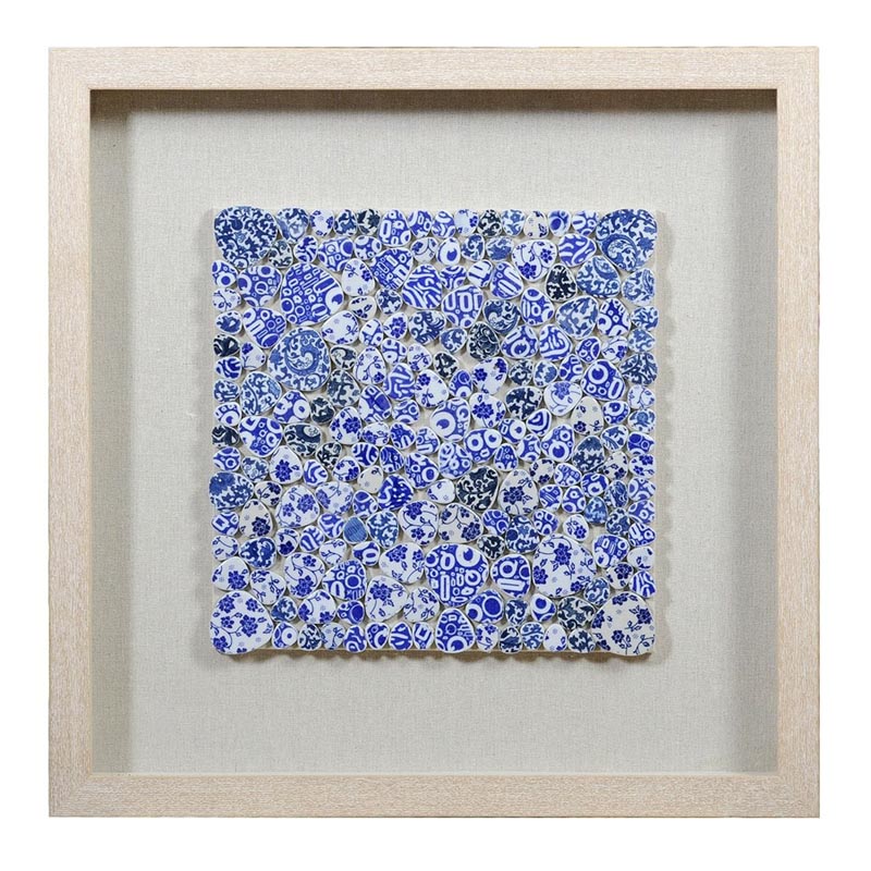 Панно Blue and White Mosaic square Белый Синий Бежевый Панно Blue and White Mosaic square Белый Синий Бежевый в Твери | Loft Concept