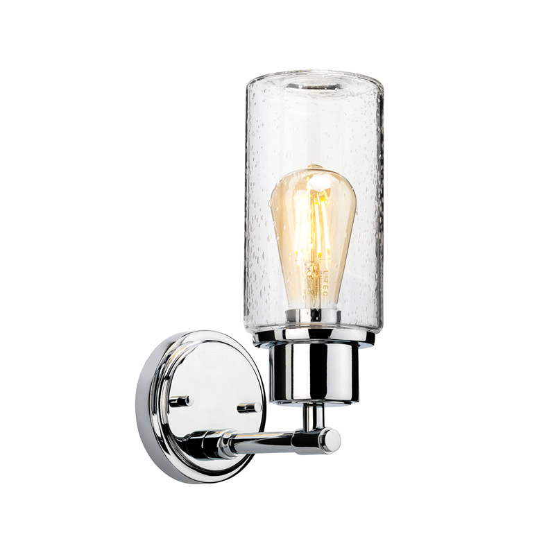 Бра с цилиндрическим прозрачным плафоном из стекла с пузырьками Elstead Lighting Хром Прозрачное Стекло в Твери | Loft Concept 