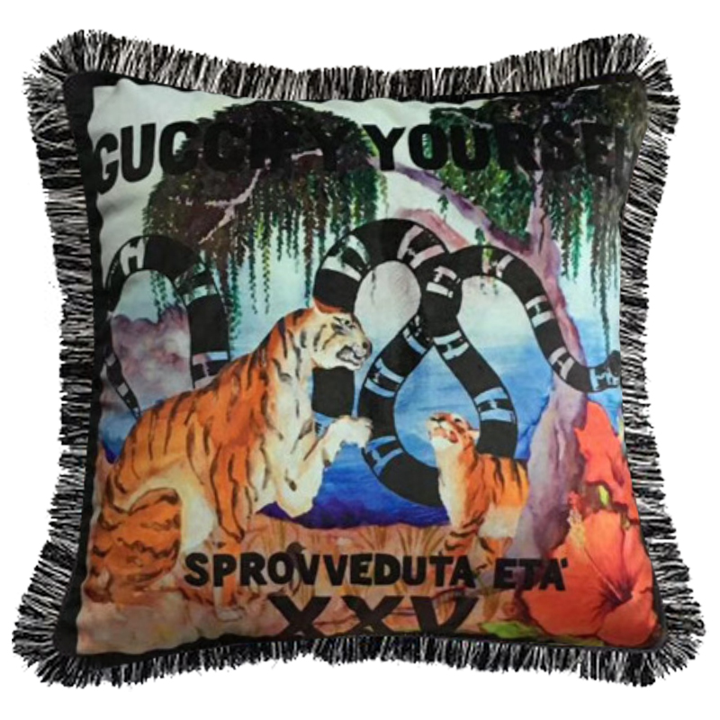 Декоративная подушка Cтиль Gucci Tigers Мульти в Твери | Loft Concept 