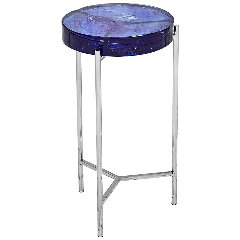 Приставной стол Blue Lollipop Side Table Синий Никель в Твери | Loft Concept 