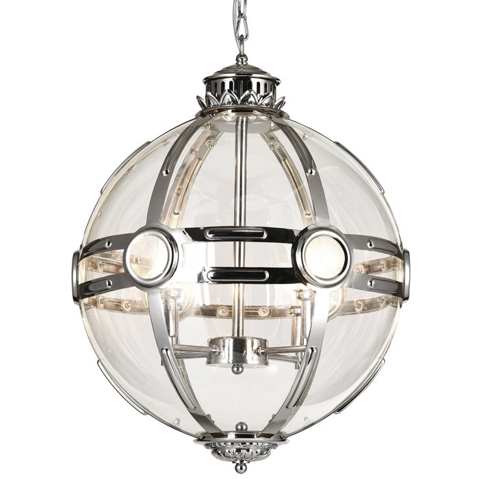 Люстра Eichholtz Lantern Hagerty Silver Прозрачное Стекло Хром в Твери | Loft Concept 