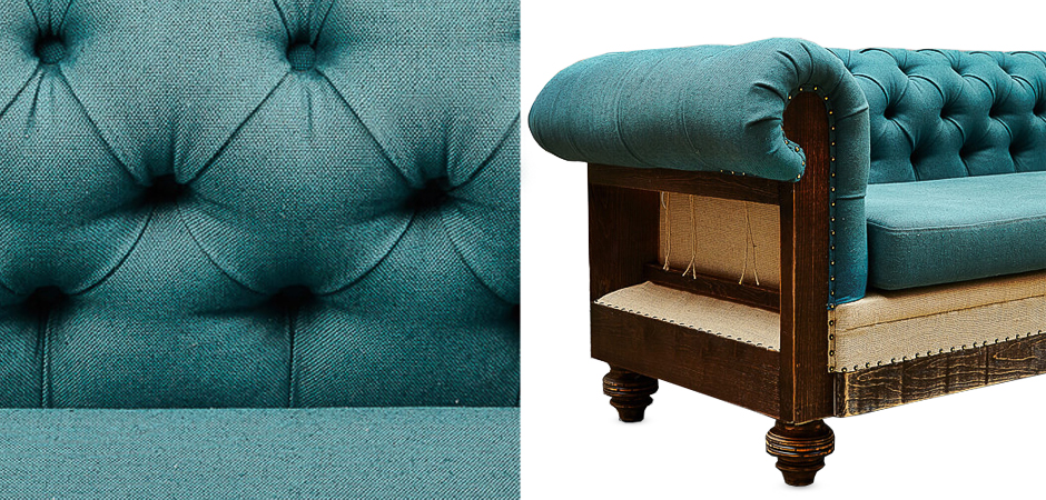Диван Deconstructed Chesterfield Sofa triple turquoise Linen Диван Deconstructed Chesterfield Sofa triple turquoise Linen - Loft-Concept в Твери