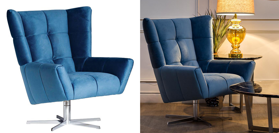 Кресло вращающееся Lord Armchair blue Кресло вращающееся Lord Armchair blue - Loft-Concept в Твери
