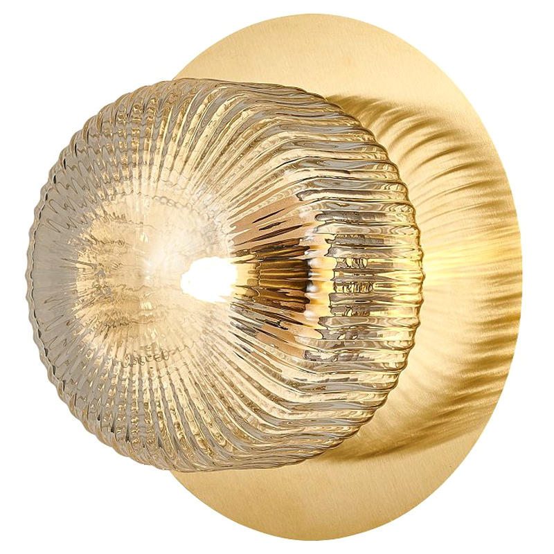 Бра с рельефным плафоном Blown Glass Латунь Прозрачный Бра с рельефным плафоном Blown Glass Латунь Прозрачный в Твери | Loft Concept