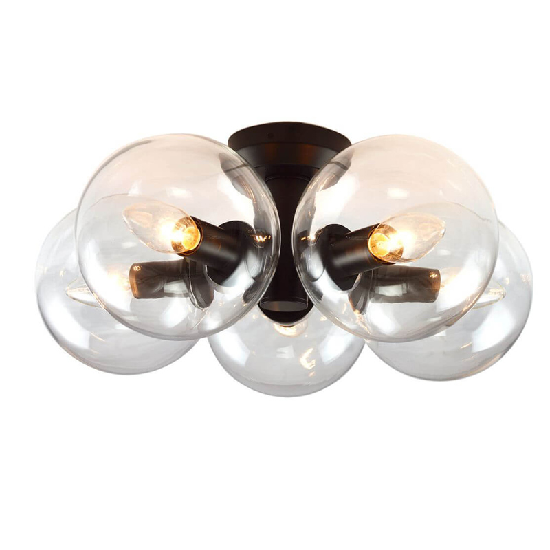 Потолочный светильник Modo 5 Globes Ceiling Lamp 41 Черный Прозрачное Стекло Потолочный светильник Modo 5 Globes Ceiling Lamp 41 Черный Прозрачное Стекло в Твери | Loft Concept