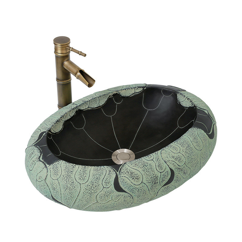 Раковина Lotus Leaf Oval Графит Зеленый шалфей Раковина Lotus Leaf Oval Графит Зеленый шалфей в Твери | Loft Concept