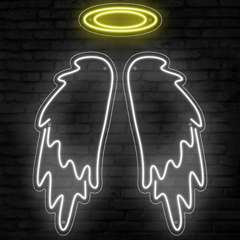 Неоновая настенная лампа White Wings Neon Wall Lamp Прозрачный Белый Желтый Неоновая настенная лампа White Wings Neon Wall Lamp Прозрачный Белый Желтый в Твери | Loft Concept