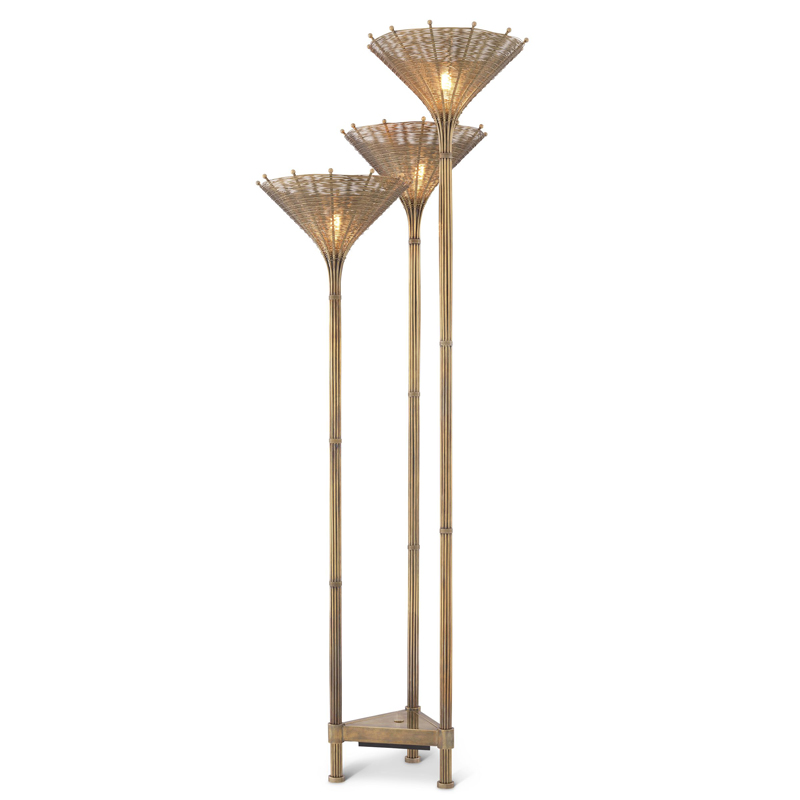 Торшер Eichholtz Floor Lamp Kon Tiki Triple Винтажная латунь Торшер Eichholtz Floor Lamp Kon Tiki Triple Винтажная латунь в Твери | Loft Concept