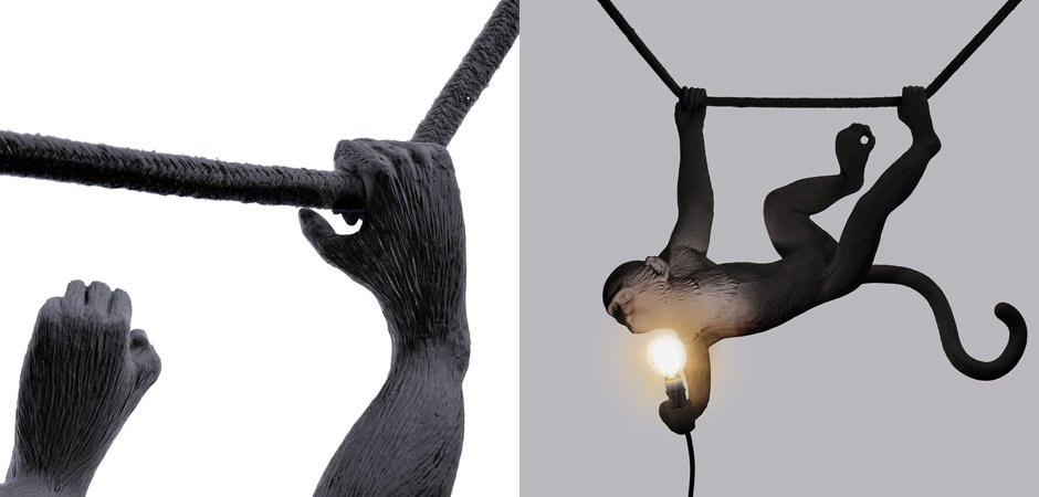 Подвесной светильник Seletti The Monkey Lamp Swing Black Подвесной светильник Seletti The Monkey Lamp Swing Black - Loft-Concept в Твери