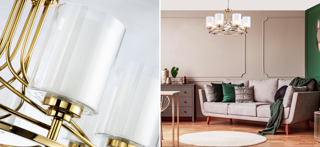 Люстра с двойными плафономи Gold Helix 7 ламп - фото №2