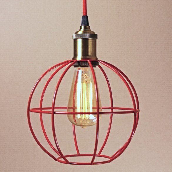 Подвесной светильник Wire Cage Pendant Ball Red Красный Подвесной светильник Wire Cage Pendant Ball Red Красный в Твери | Loft Concept