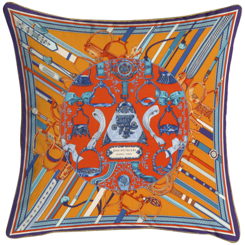 Декоративная подушка Hermes 63 Мульти Оранжевый Красный Синий Декоративная подушка Hermes 63 Мульти Оранжевый Красный Синий в Твери | Loft Concept