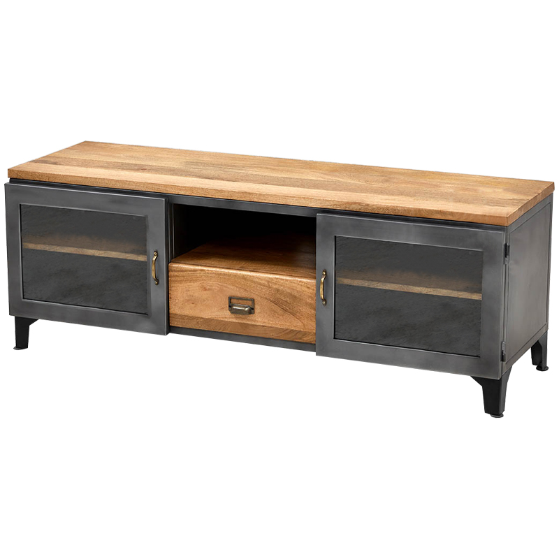 TV-тумба в стиле Лофт Russell TV Stand Латунь Древесина Графитовый TV-тумба в стиле Лофт Russell TV Stand Латунь Древесина Графитовый в Твери | Loft Concept