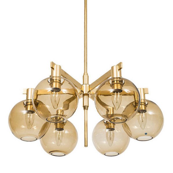Люстра Carmella Globe PENDANT 6 Латунь Янтарь (Amber) Люстра Carmella Globe PENDANT 6 Латунь Янтарь (Amber) в Твери | Loft Concept