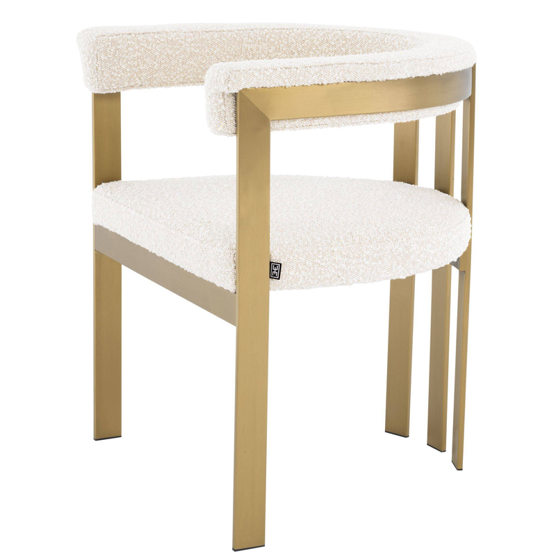 Стул Eichholtz Dining Chair Clubhouse boucle cream Кремовый Латунь Стул Eichholtz Dining Chair Clubhouse boucle cream Кремовый Латунь в Твери | Loft Concept