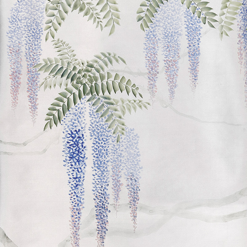 Обои в Японском стиле Wisteria Colourway SC-97 on Sterling Silver gilded silk Обои в Японском стиле Wisteria Colourway SC-97 on Sterling Silver gilded silk в Твери | Loft Concept
