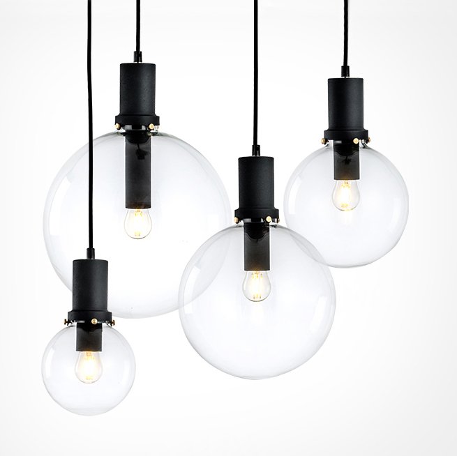 Подвесной светильник Glass Globe Black Прозрачное Стекло Черный Подвесной светильник Glass Globe Black Прозрачное Стекло Черный в Твери | Loft Concept