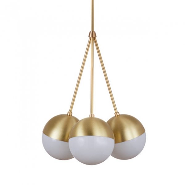 Подвесной светильник Copper Light Chandelier 3 Белый Латунь Подвесной светильник Copper Light Chandelier 3 Белый Латунь в Твери | Loft Concept