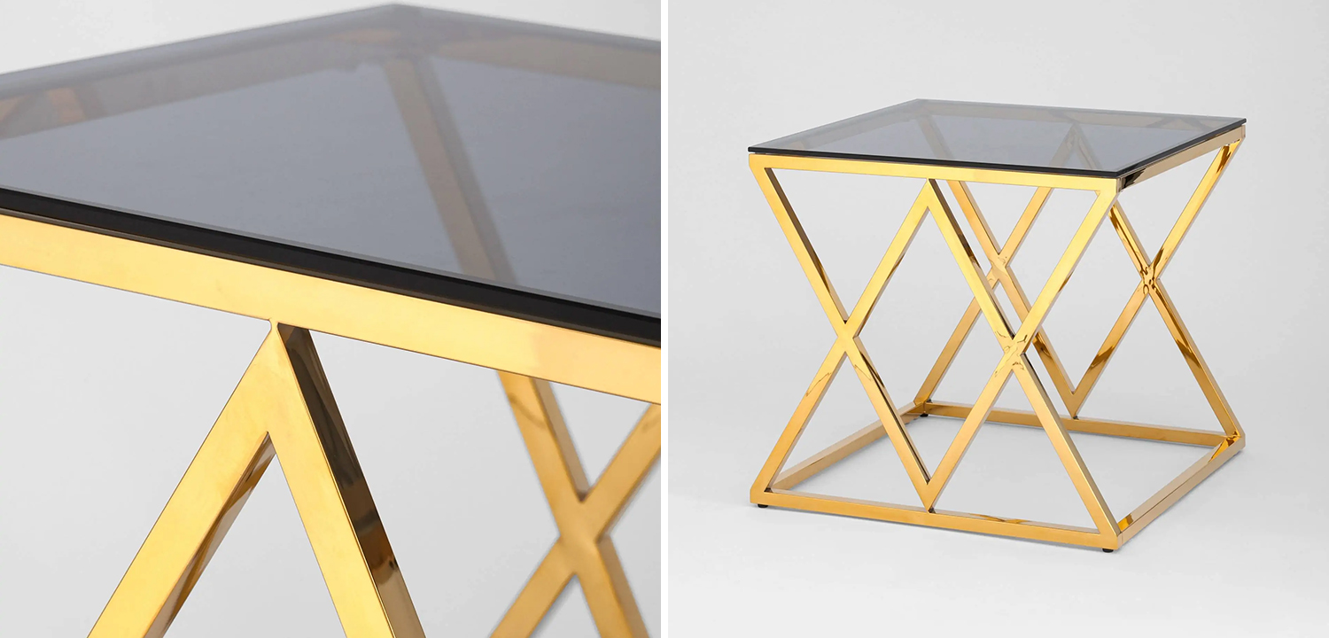 Стол приставной Geometry Rhombus Gold - фото №1