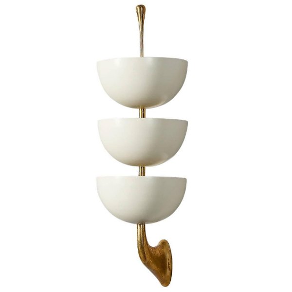 Бра Stilnovo Rare Pair of Stamped Sconces Белый Золотой Бра Stilnovo Rare Pair of Stamped Sconces Белый Золотой в Твери | Loft Concept