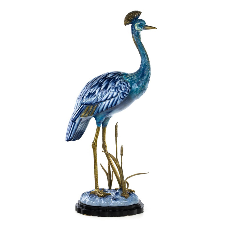Статуэтка Crane Figurine Белый Синий Бронза в Твери | Loft Concept 